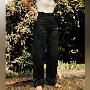 imogene + willie Catherine Black Selvedge Wide Leg Jeans - 28